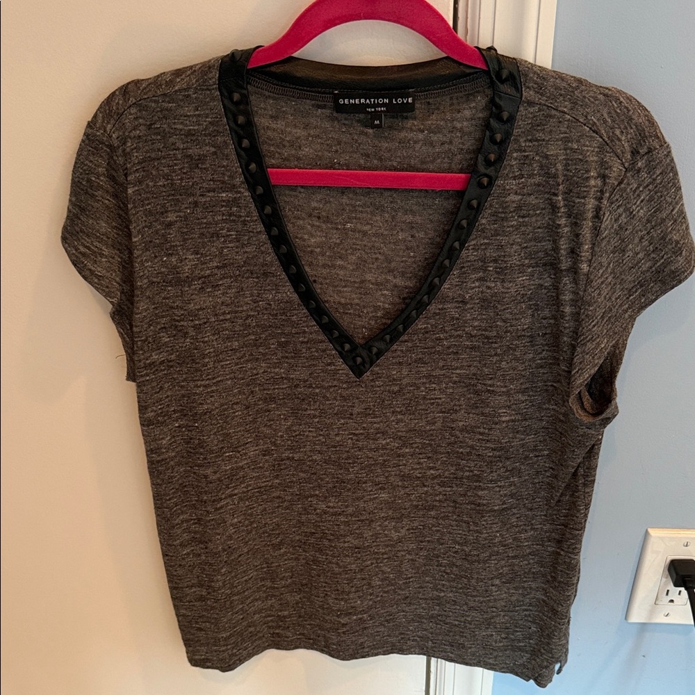 Generation Love Charcoal V-Neck Blouse